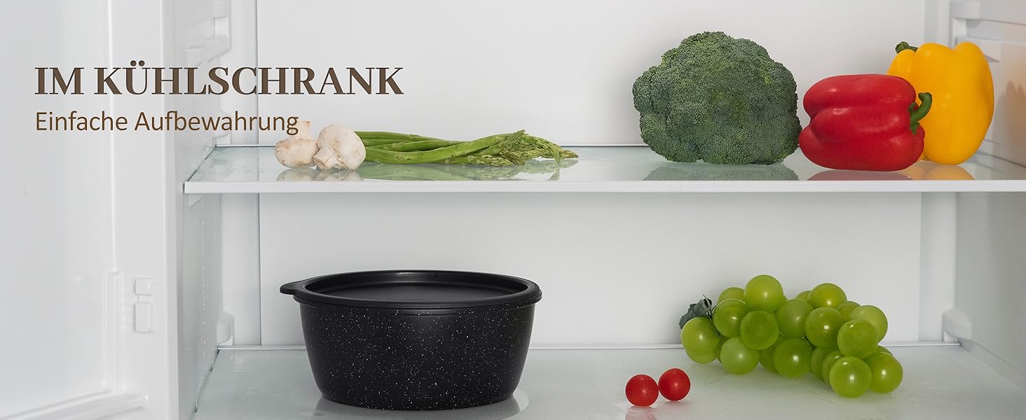 Набір посуду керамічний 23 предмети з антипригарним покриттям та знімними ручками, чорний. Підходить для всіх типів плит, включаючи індукційні. Сковороди 20/26 см, каструля 18 см, сотейник 24 см, жароміцний.