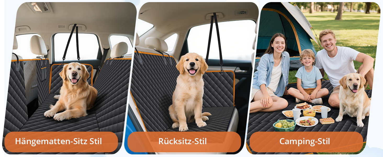 Водонепроникна підстилка для собак у машину з захистом боків та віконкою-сіткою, чорний/оранжевий