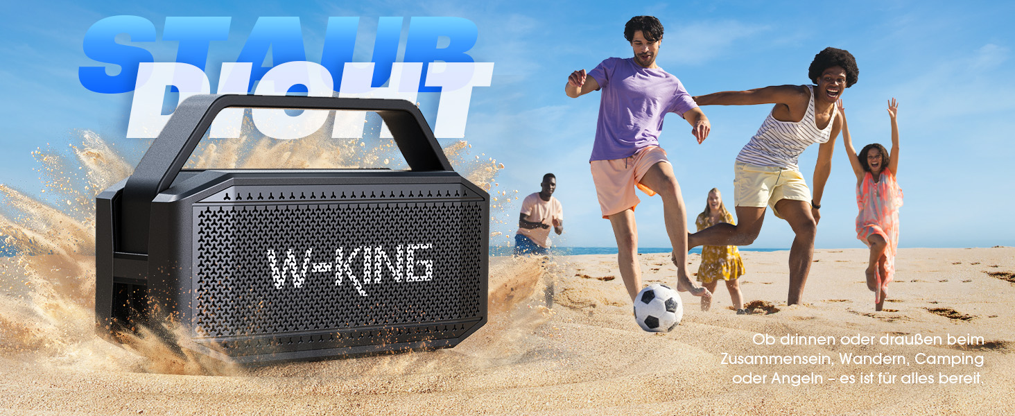 W-KING Bluetooth Колонка 100W (Пікова потужність) - Портативна Колонка з Глибоким Басом, Power Bank, TF/AUX, EQ, IPX6, 40 годин роботи