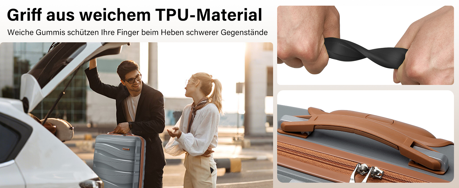 KONO Чемодан середнього розміру 65 см з поліпропілену, з TSA замком, 65x46x26.5 см (Крем-білий) (Сіро-коричневий), ручна поклажа