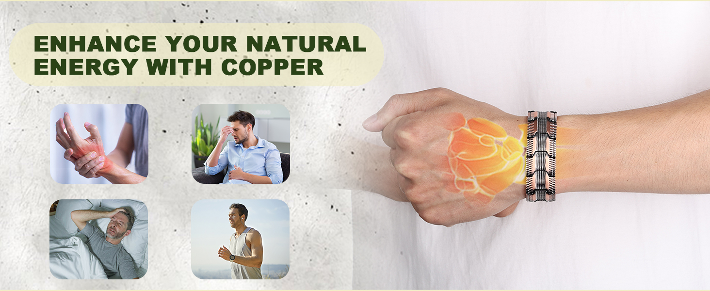 Браслет на руку чоловічий MagEnergy з міді - з 3 потужними магнітами, регульована довжина, інструмент для регулювання розміру