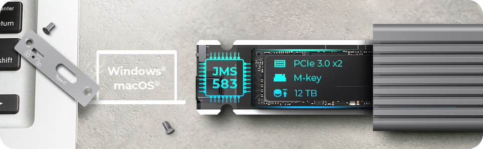 Зовнішній корпус для M.2 PCIe SSD ICY BOX IB-1817M-C31, USB 3.1 Type-C, алюмінієвий, антрацит