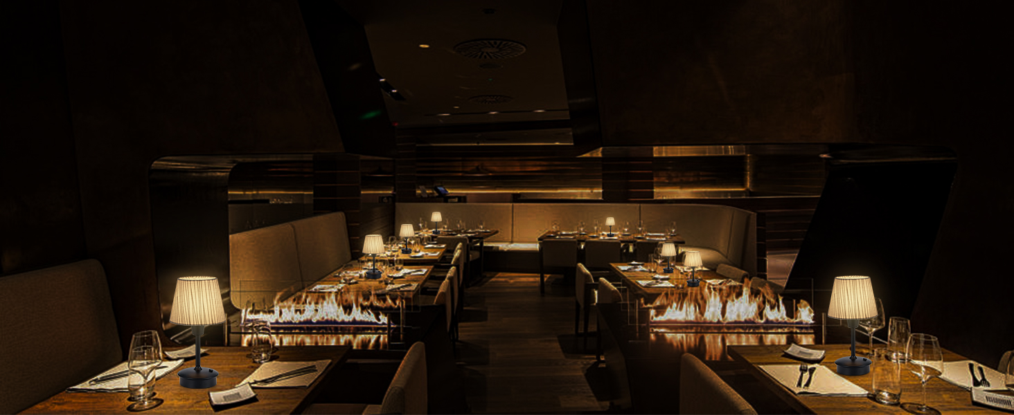 Акумуляторна настільна лампа: портативна, бездротова з димером, для дому та саду, з абажуром з льону, антична металева біла, з смугастим абажуром (чорно-білий)