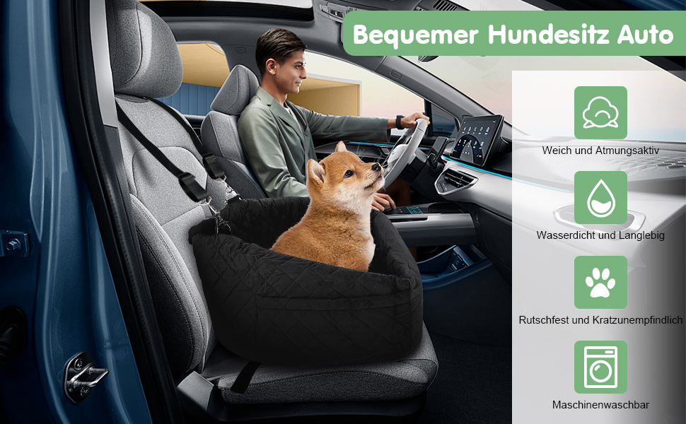 Автомобільний лежак для собак на заднє сидіння, 50x52x28 см, чорний. Лежак для собак у машину з кріпленнями, водовідштовхувальний, для маленьких та середніх собак