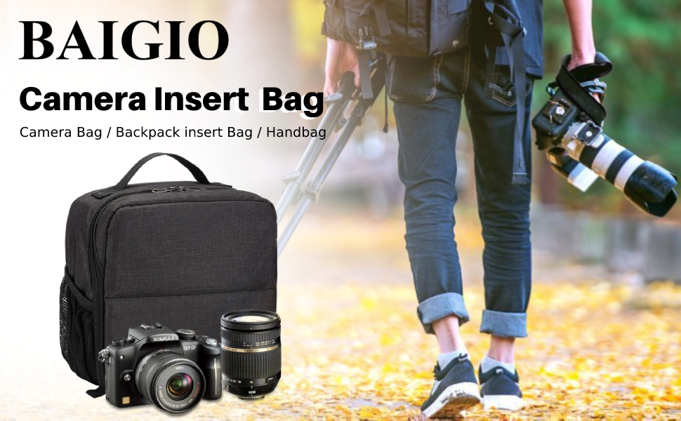 Чохол-вставка для камери BAIGIO з м'якою підкладкою, захисний, для об'єктивів та фотообладнання Sony, Canon, Nikon (чорний)