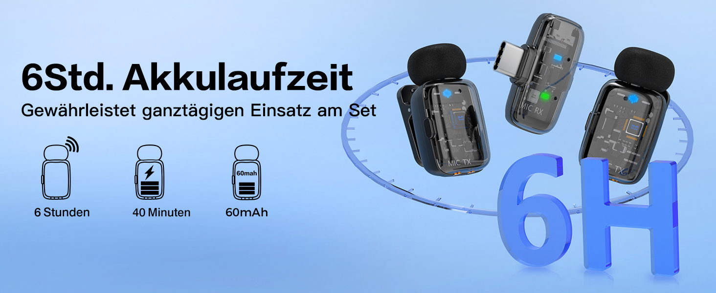 Мікрофон ZealSound M6 бездротовий для iPhone, Android, iPad: USB-C/Lightning, шумозаглушення, 33 години роботи, 100м, для Vlogging, TikTok, Podcast, YouTube, чорний/прозорий