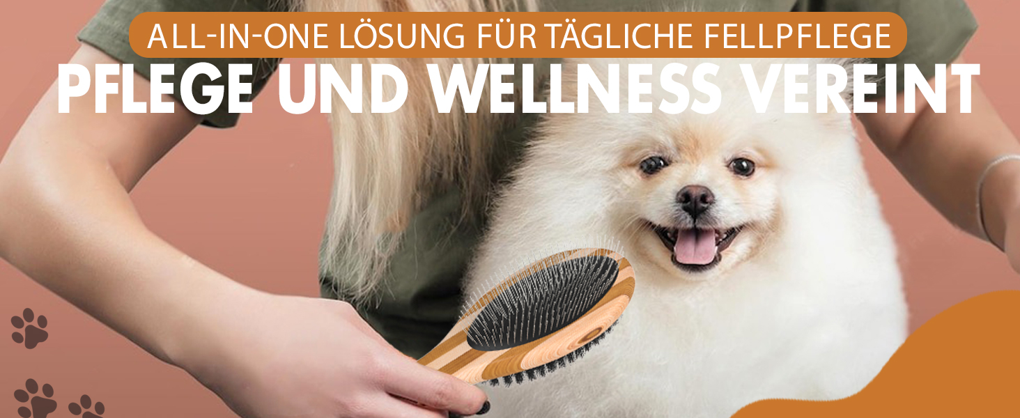 Бурштук для собак та котів 2-в-1: розчісування та вичісування | Для середньої та довгої шерсті | Гребінець для підшерстка | + Безкоштовний електронний посібник з догляду