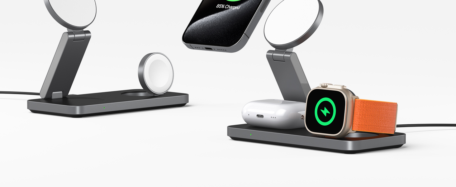 Бездротовий зарядний пристрій 3-в-1 MagSafe для iPhone, Apple Watch та AirPods Pro (Монохромний)