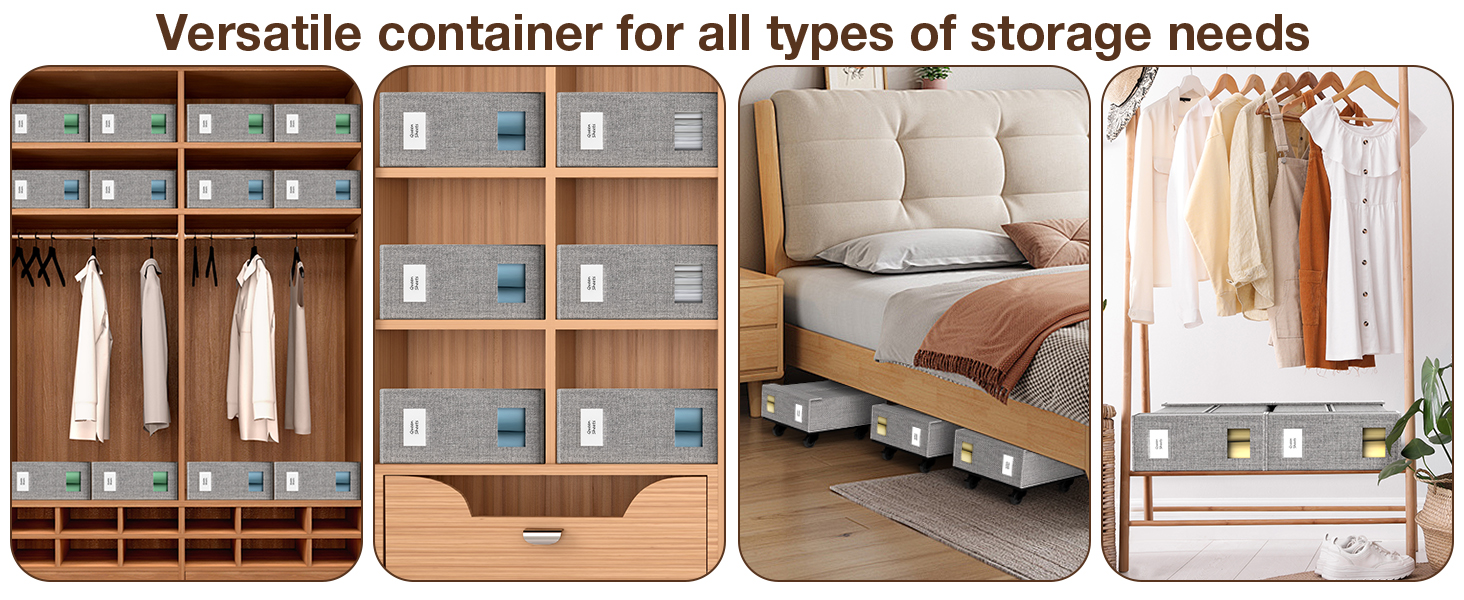 Коробки для зберігання під ліжко MIXC, 4 шт., 100л з кришкою, 30*39*12 см, для одягу та постільної білизни