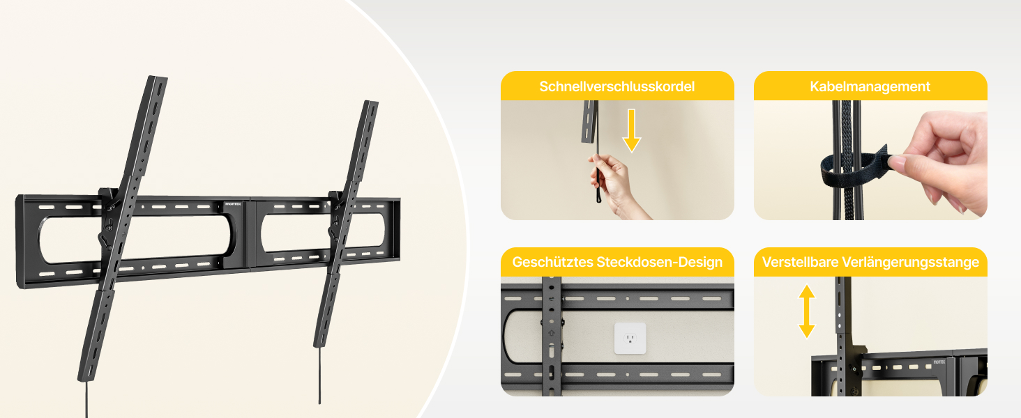 Кріплення для телевізора monTEK Heavy Duty, настінне кріплення для телевізорів 37-140 дюймів, до 136 кг, ультратонкий профіль 32 мм, сумісне з дерев'яними стійками 406/450/600 мм, VESA до 1200x800 мм, регульоване нахилом