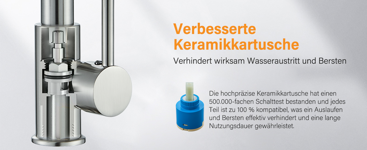 Кран кухонний Hbronzeshower з висувною лійкою, 360° обертання, нержавіюча сталь, щіткований нікель