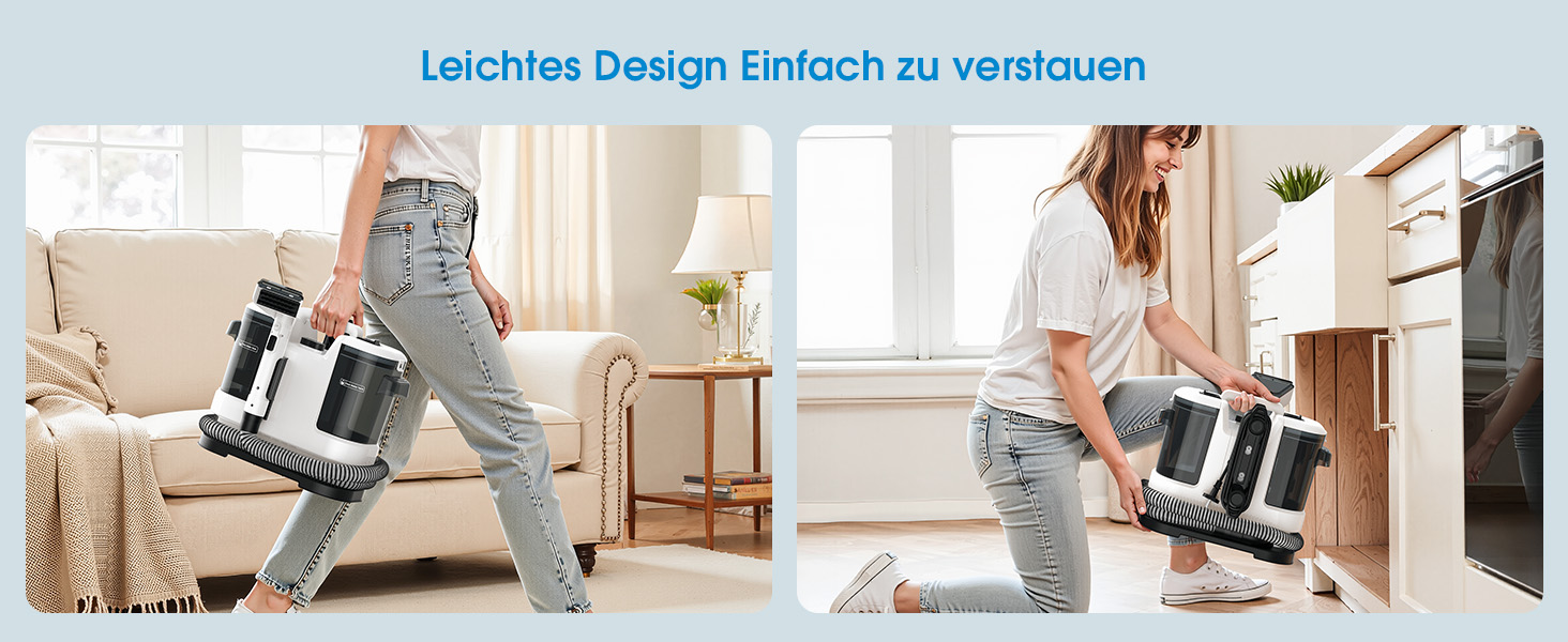 Lubluelu Пылесос для чищення мягкой мебели, 600 Вт - 18 кПа, для коврів, диванів та автосалонів, портативний, з самоочищенням та довгим шлангом (білий)