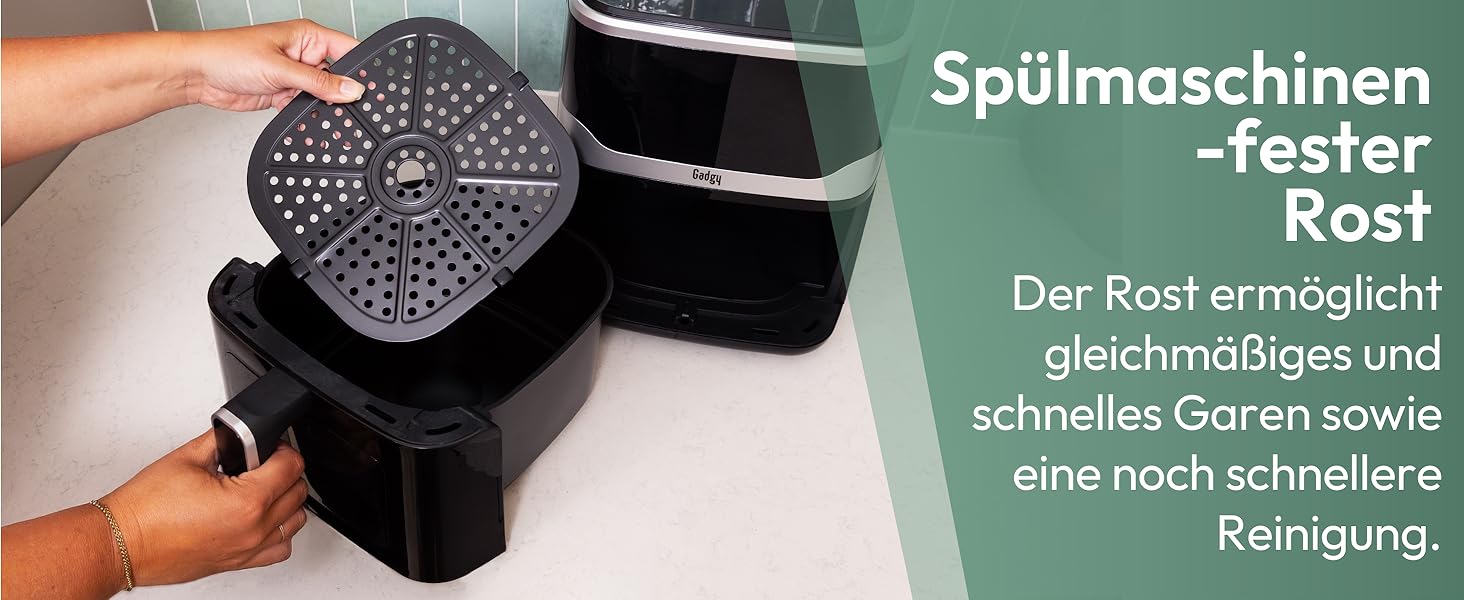 Фритюрниця без олії Gadgy 5L з цифровим дисплеєм та скляним вікном - Airfryer з антипригарним покриттям, 1400W, регулювання температури 80-200°C