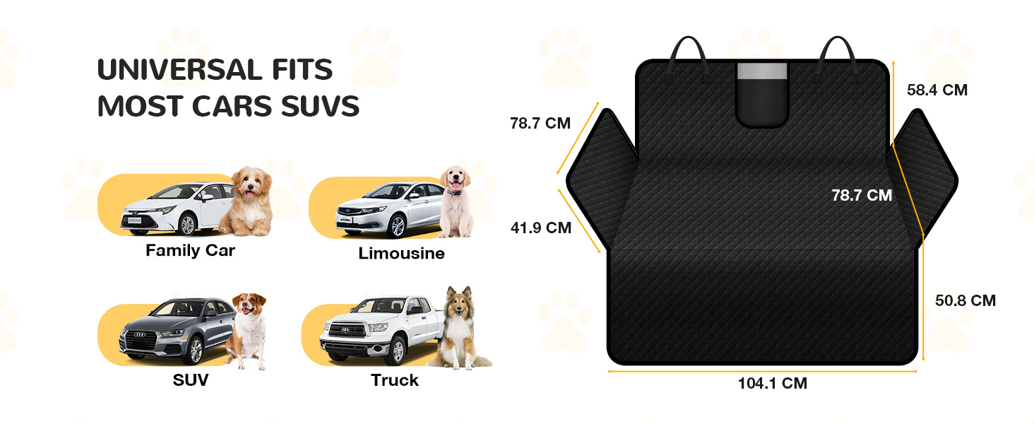 Захист для багажника автомобіля для собак: водонепроникний та стійкий до подряпин килимок з захистом бокових панелей та краю багажника. Легкий у догляді та міцний, чорний.