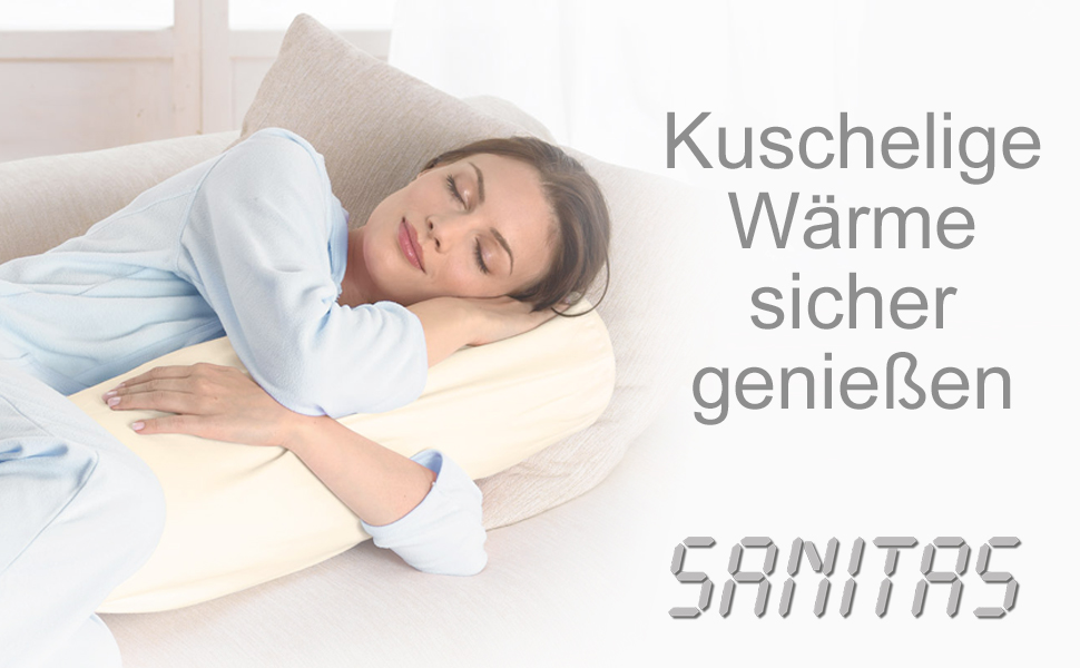 Електричний підігрівач Sanitas SWB 21 з м'якого флісу, з фіксувальними стрічками, системою безпеки, 3 температурними рівнями, придатний для прання, розмір 150 x 80 см, сумісний з більшістю матраців. Новий дизайн у білому (та бежевому кольорі)