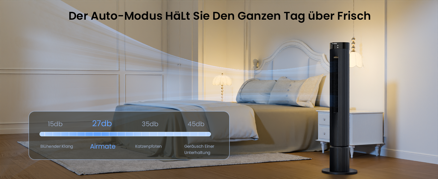 Турбовентилятор AIRMATE: 12 швидкостей, пульт ДУ, 10 м/с, 110 см, 3 режими, таймер 12 год, LED дисплей, 40W, сірий