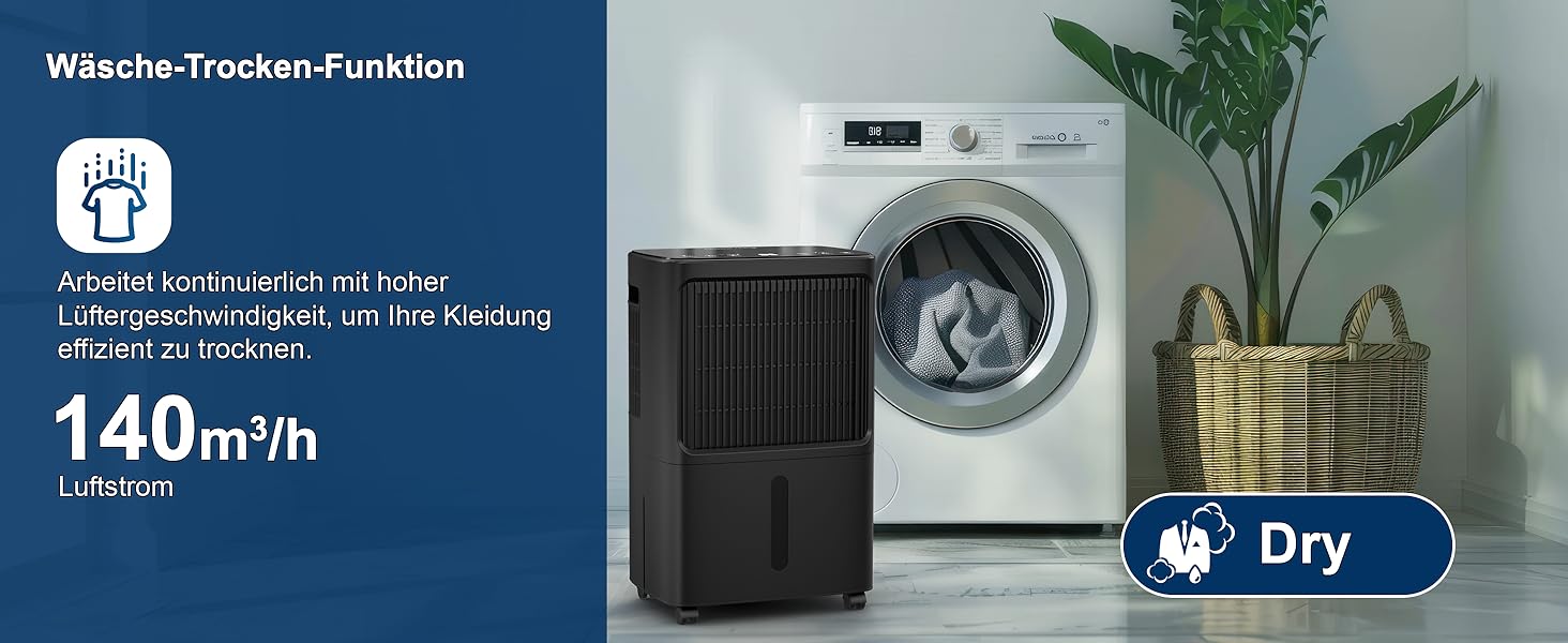 Зволожувач повітря Erikssøn з LED дисплеєм, таймером та захистом для дітей | видаляє 16 л вологи на добу | для приміщень до 140 м³ (70 м²) | енергоефективний зволожувач з датчиком вологості, білий (чорний)