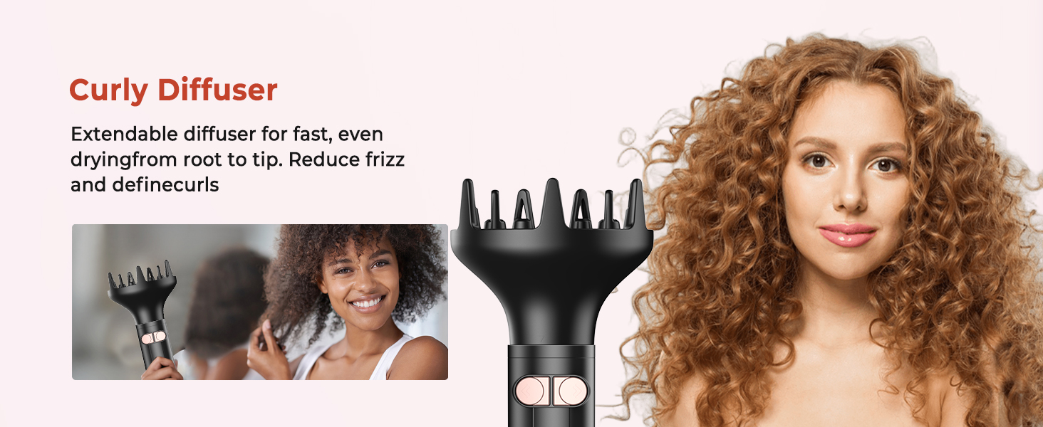 Мультистайлер для волосся 5 в 1: фен-щітка, плойка, об'єм, локони, 1000W, золото