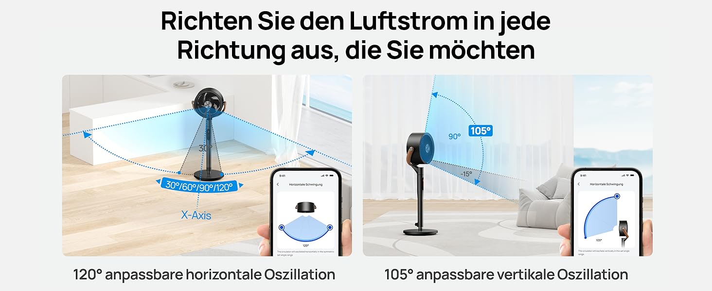 Dreo PolyFan 513S: Тихий розумний вентилятор з широким охопленням та 6 режимами (білий/чорний)