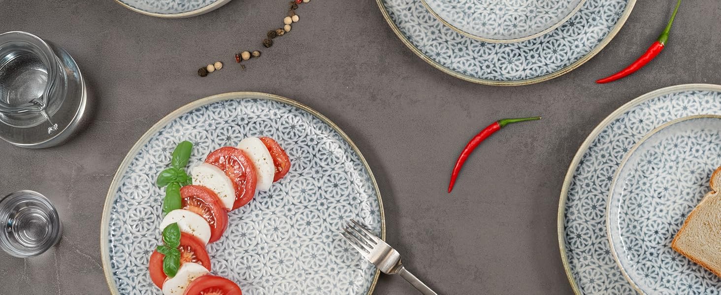 Набір кавових чашок Moritz & Moritz ALHAMBRA, 6 шт., 380 мл, порцеляна, блакитний, 24-х предметний посуд