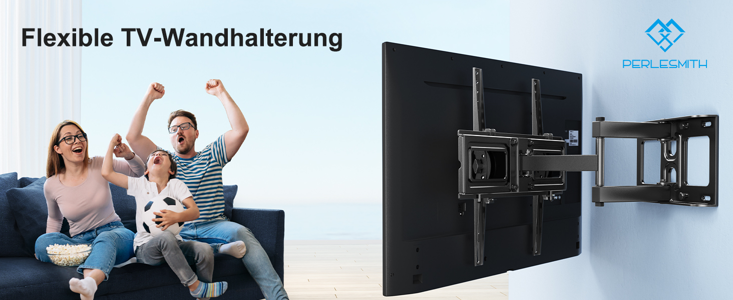 PERLESMITH Tilt & Swivel TV Wall Mount for 26-60 inch Flat & Curved TVs/Monitors (up to 40kg, VESA 400x400mm)