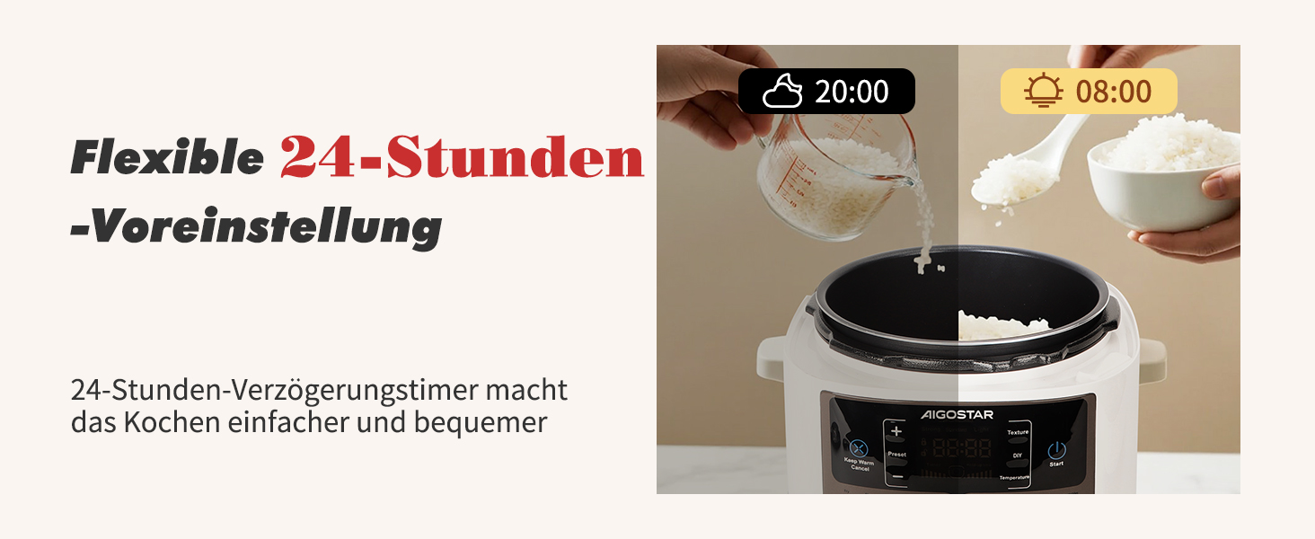 Мультиварка Aigostar Panda 5.5л, 7-в-1, 14 програм, LED-дисплей, 1000W, антипригарне покриття