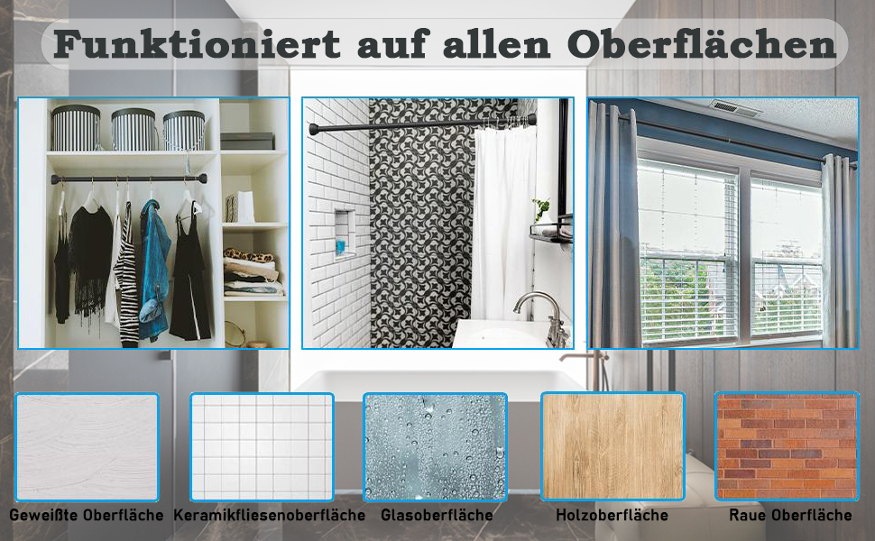 Висувна штанга для душу з нержавіючої сталі 135-200 см - без свердління, для ванної, душової кабіни, дверей