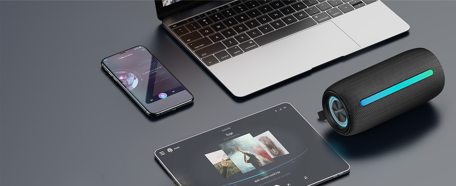 Портативна Bluetooth колонка Oraolo з RGB підсвіткою, водонепроникна IPX6, 10 год. роботи, для дому, велосипеда, вечірок - Чорна