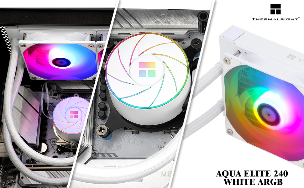 Thermalright AQUA ELITE 360 ARGB: Система водяного охолодження CPU з 3 вентиляторами 120mm, 1550RPM, для AMD/Intel, білий колір