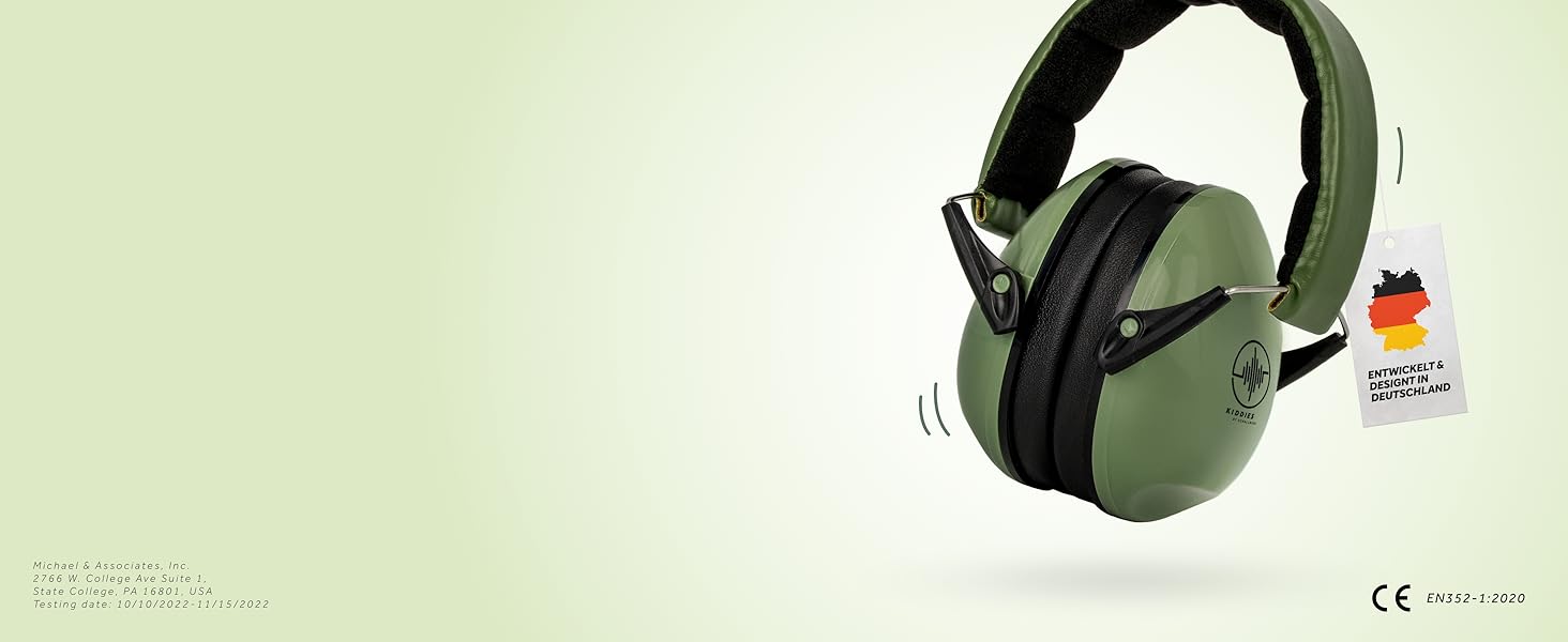 Schallwerk® Kapselgehörschutz Kiddies: Дитячі навушники-захисники від шуму | Навушники для дітей, преміум-якість, захист від шуму, ідеальні для повсякденного використання та заходів (Оливковий зелений)