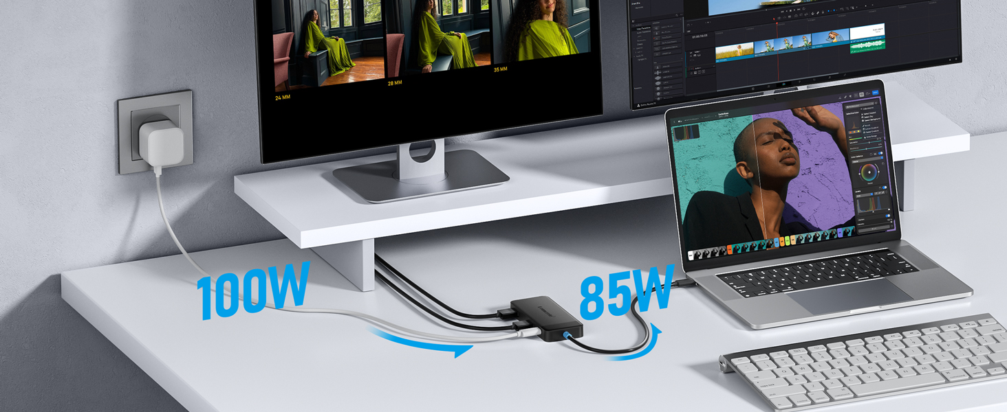 Lemorele Док-станція USB C з хабом Dual HDMI, 2025 Upgrade, 2*HDMI, 3 USB 3.0/2.0, PD 100W, сумісна з Windows, MacBook, Dell, HP, Surface