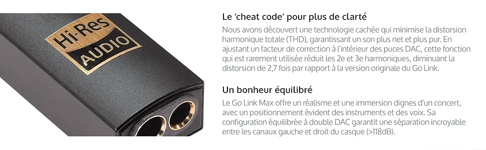 iFi Go Link Max - Портативний підсилювач навушників/ЦАП-донгл USB-C на 3,5/4,4 мм - Plug-and-Play Hi-Res аудіо з покращенням динамічного діапазону - PCM 384kHz/DSD256