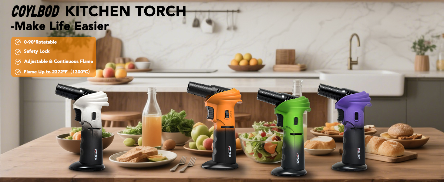 Газовий пальник Flambierbrenner: кухонна лампа на бутані з регулюванням 0–90° та безпечним закриттям (зелений та чорний)