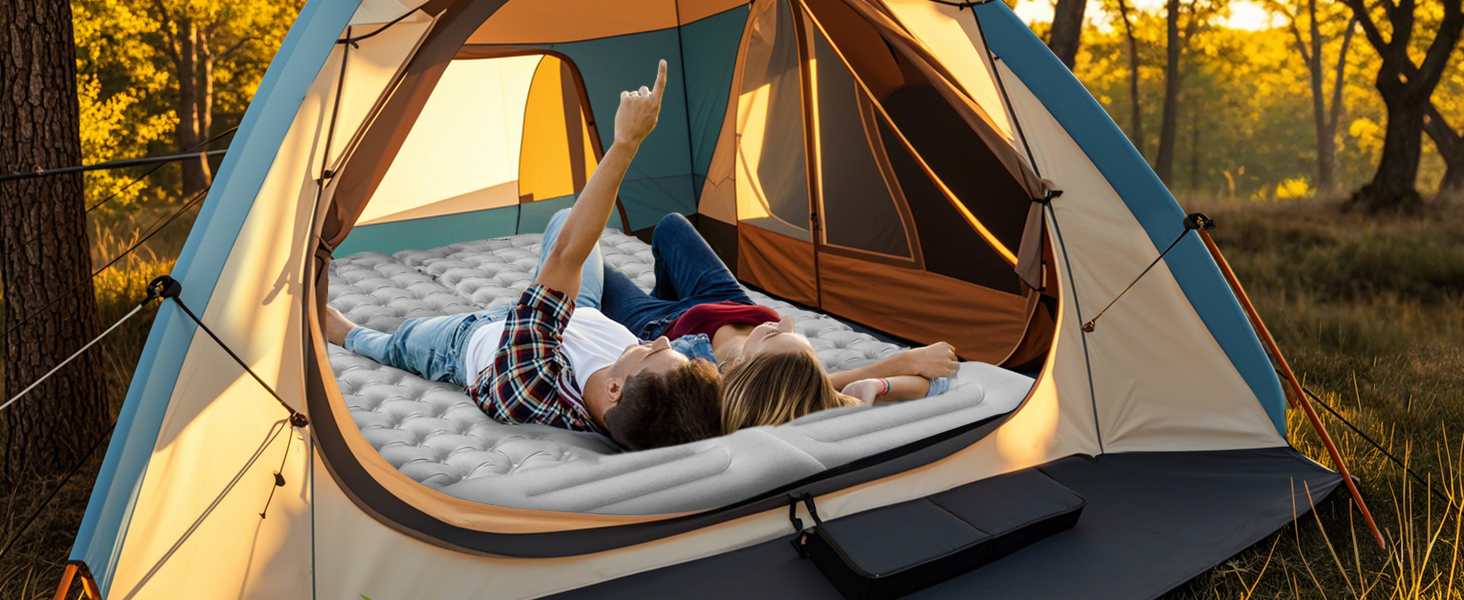 Каремат туристичний надувний Isomatte 9 см, 200x68 см, з подушкою, водонепроникний - для кемпінгу, походів, пляжу (Сірий)