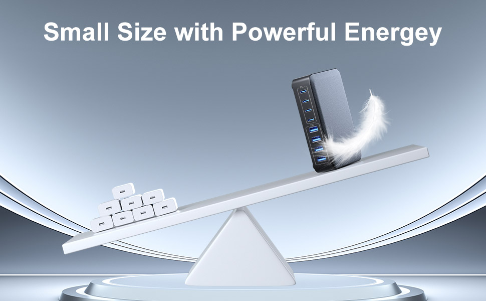 Зарядний пристрій USB-C 200W, 8-в-1, GaN адаптер для MacBook, iPhone, iPad, Samsung, ноутбуків - Швидка зарядка PD