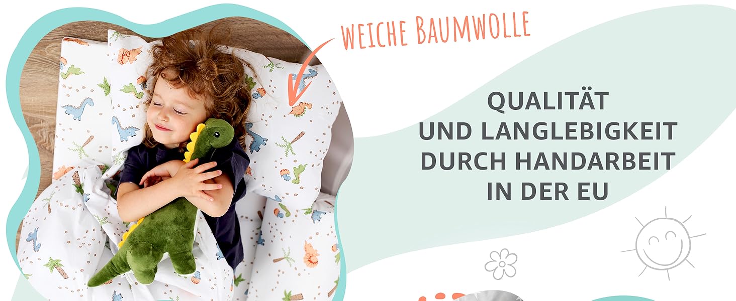 Комплект постільної білизни для дитячого ліжечка 90x120 см з бавовни Kinderbettwäsche - комплект ковдри та наволочок 40x60 см для малюків (хлопчиків та дівчаток). Oeko-Tex, білий з сірими зірками / сірий з білими зірками.