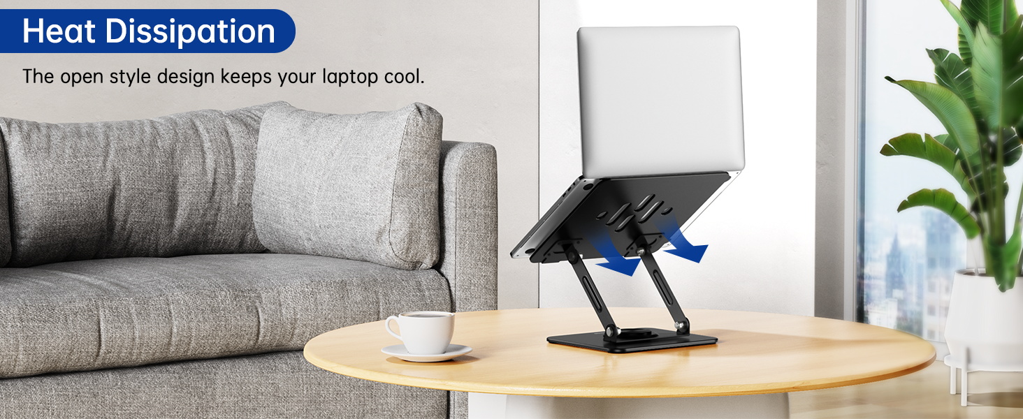 Підставка для ноутбука BESIGN LS11, регульована, 360° обертання, чорна, сумісна з 10-14