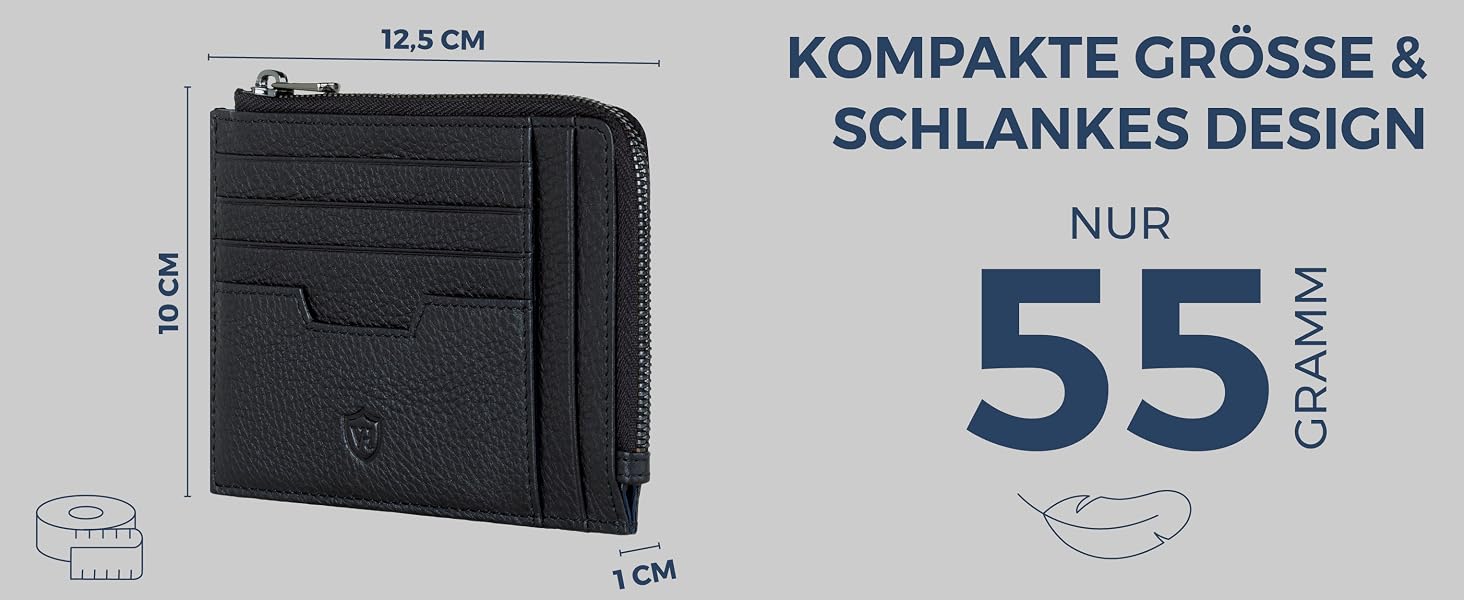 Шкіряний RFID картхолдер VON HEESEN з наппа-шкіри, портмоне для кредитних карток на 9 відділень, унісекс (Коньячний коричневий)