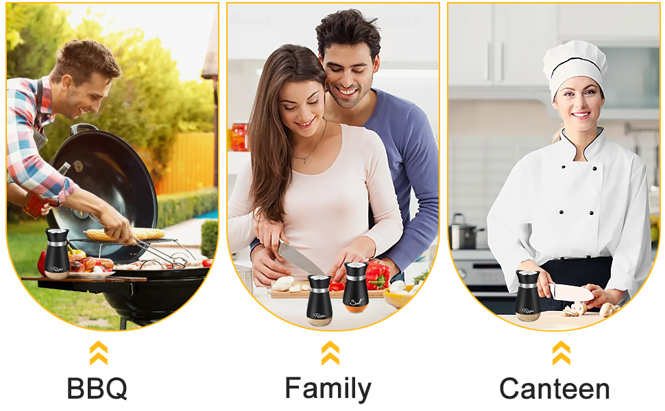 Набір для солі та перцю з нержавіючої сталі, скляне дно, чорний колір, для кухні, грилю, BBQ, кемпінгу