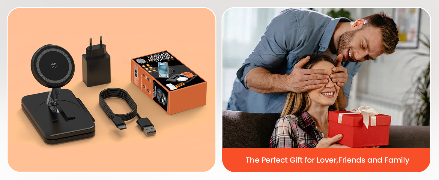 Зарядний пристрій GEEKERA MagSafe 3-в-1: для Apple Watch, iPhone та AirPods (чорний)