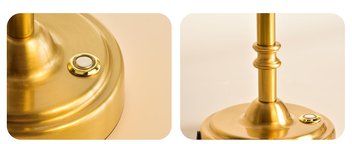 Бездротова настільна лампа з акумулятором 4000mAh, тепле світло 2700K, сенсорне управління, з адаптером/кабелем, для спальні, подарунок (золотиста)