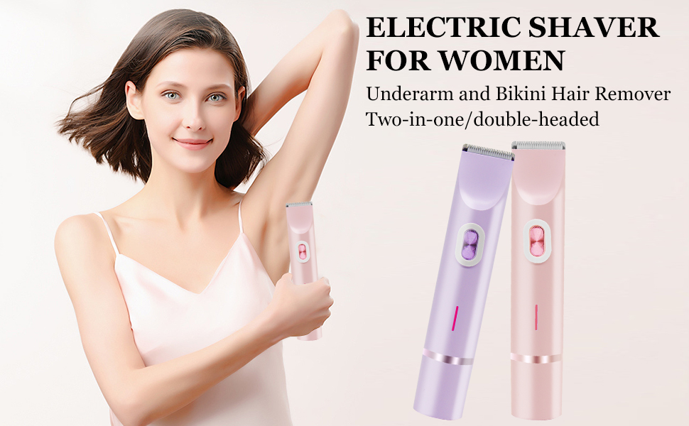 Електричний триммер для бікіні 2-в-1 для жінок та чоловіків – для гладкої шкіри, для інтимної зони, фіолетовий
