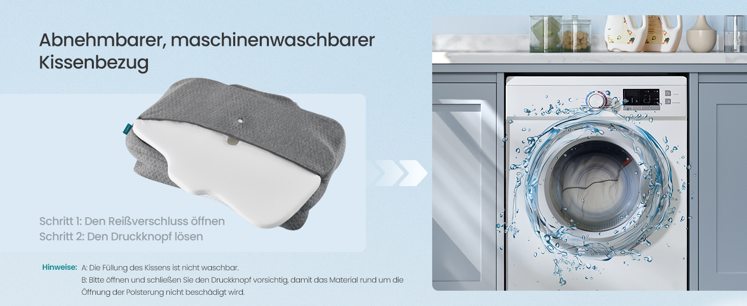 Подушка SONGMICS ергономічна з Memory Foam, висота регулюється, для сну на боці, спині та животі, колір: білий + сірий, поліестер