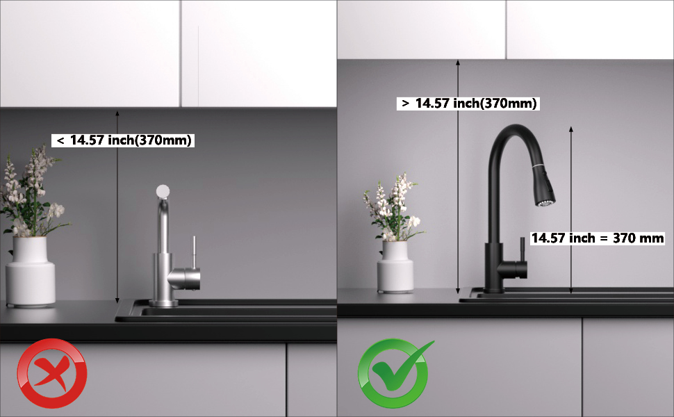 Кухонний змішувач SEMANEY з витяжною насадкою, чорний матовий, з 3 функціями, 360° обертання, з нержавіючої сталі
