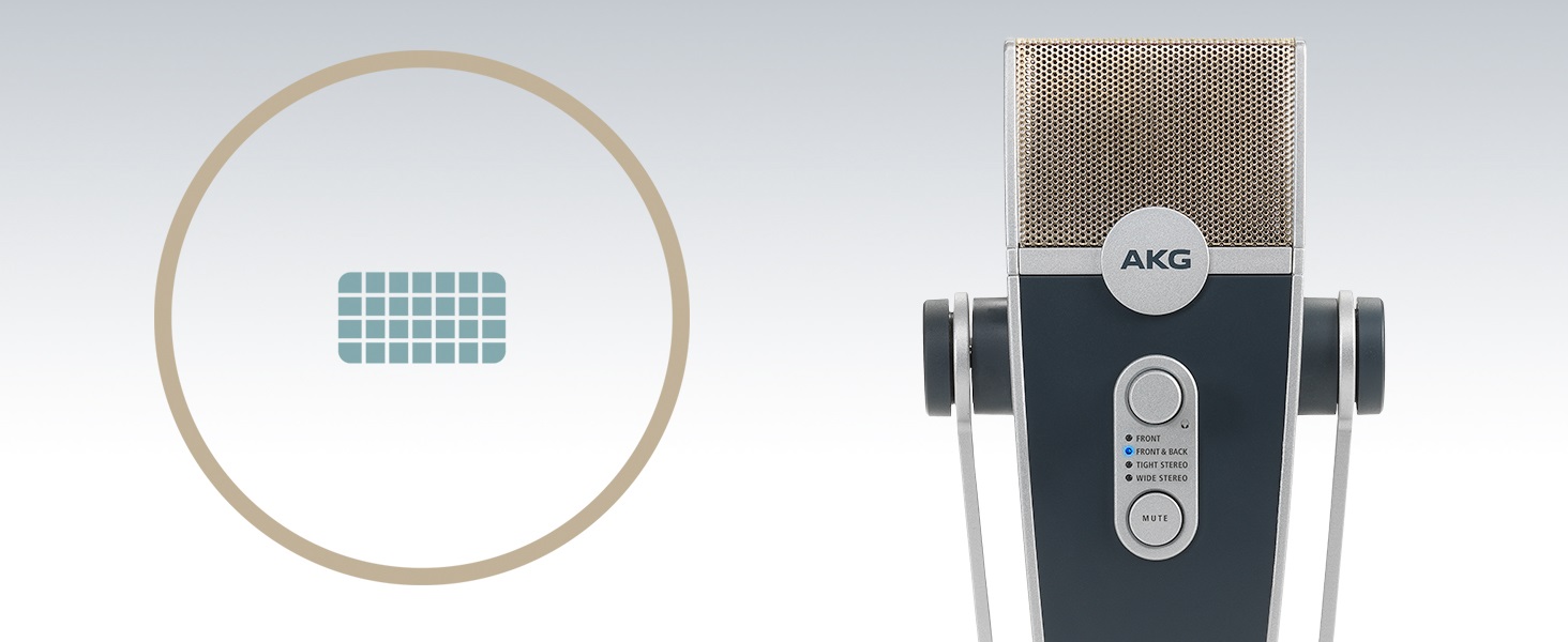 Мікрофон конденсаторний AKG Ara USB-C, для подкастів, відео, геймінгу та стрімінгу, синьо-срібний