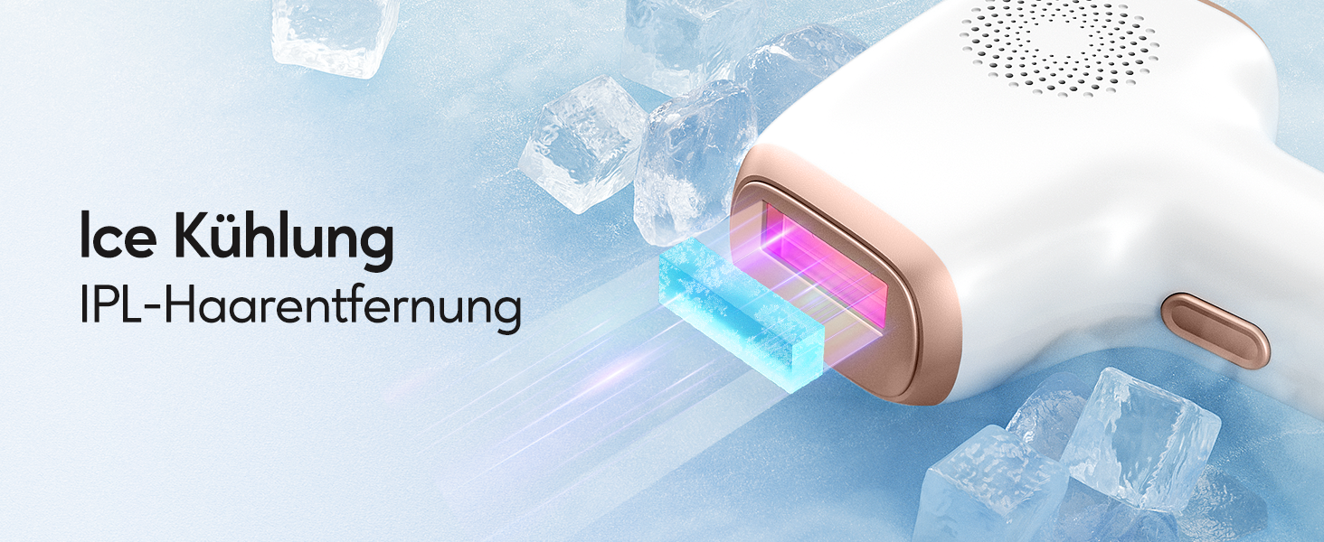 Прилад для епіляції IPL з охолодженням, 999 999 імпульсів, безболісна епіляція, 9 рівнів інтенсивності, для обличчя, бікіні, тіла, білий