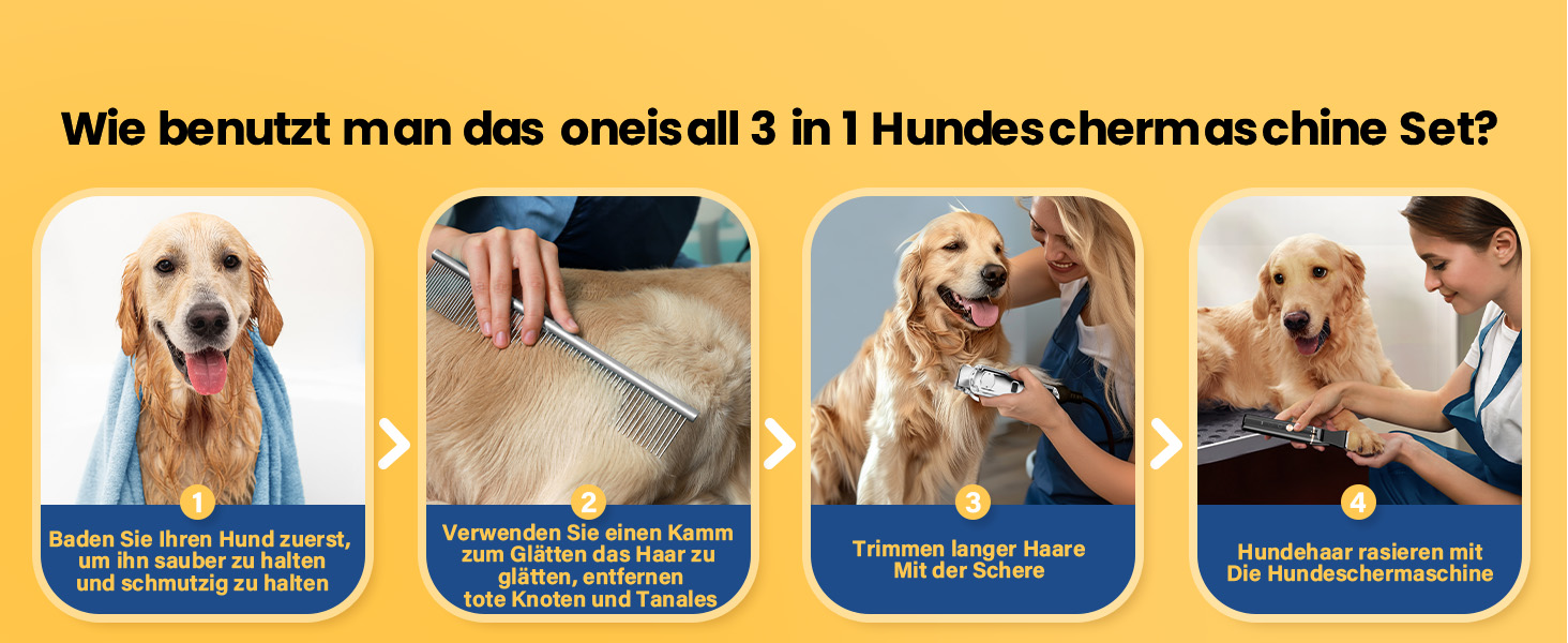 Професійна машинка для стрижки собак Oneisall 3-в-1: для густого хутра, тиха, для собак та котів, срібно-чорна