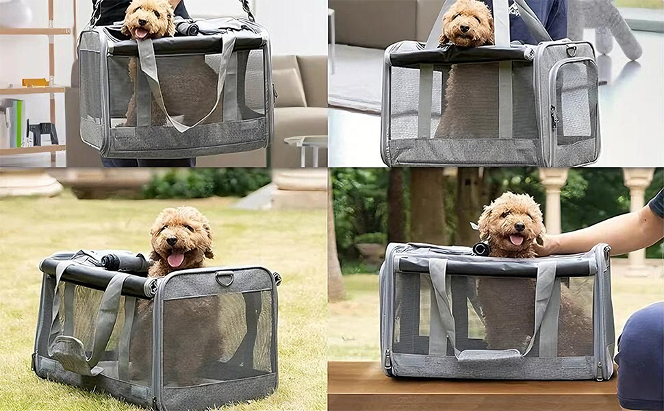 Складана переносна переносна сумка-переноска для собак та котів, 46x46x30 см, сіра