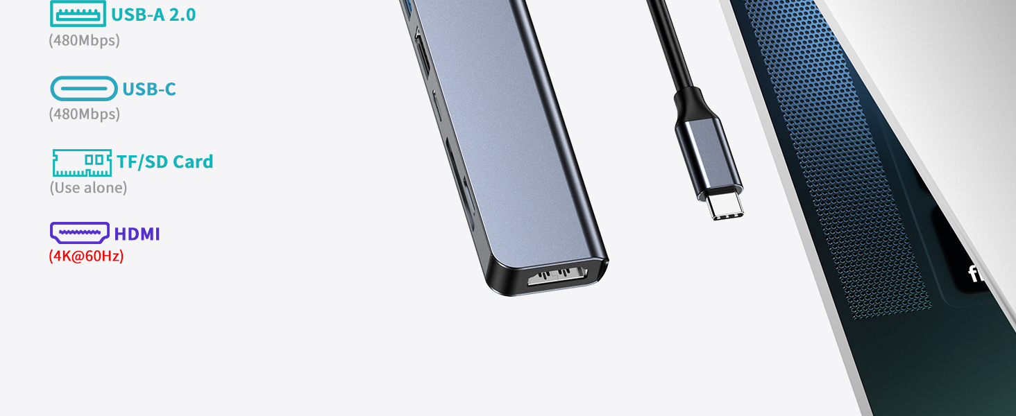 Док-станція USB-C з підставкою для ноутбука 8 в 1, хаб USB-C 4K@30Hz HDMI, SD/TF, адаптер для MacBook Pro Air, HP, Dell, Thinkpad, Surface (M79)