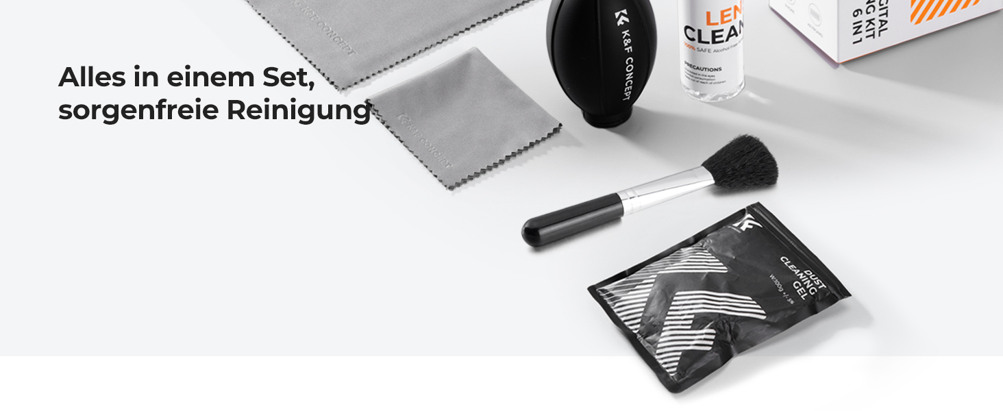 Набір для чищення ноутбука та екрану K&F CONCEPT 6 в 1: гель, спрей, серветка, стік, повітряний дюйма. Сумісний з ПК та телевізором